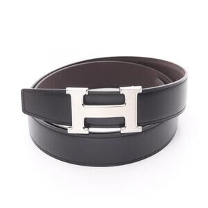 Hermes Hermès Constance H Belt, Calfskin Togo Box Calf Leather, Men's, Black ...